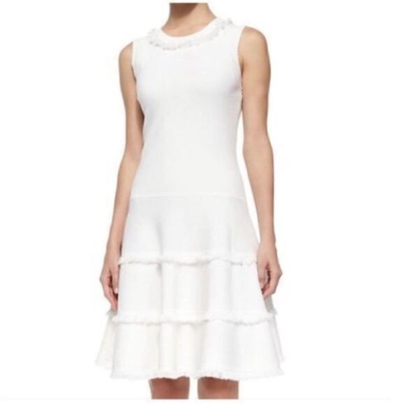 Kate Spade Women’s Size XS Fringe Sweater Dress Ivory Fit and Flare Sleeveless - Picture 2 of 12